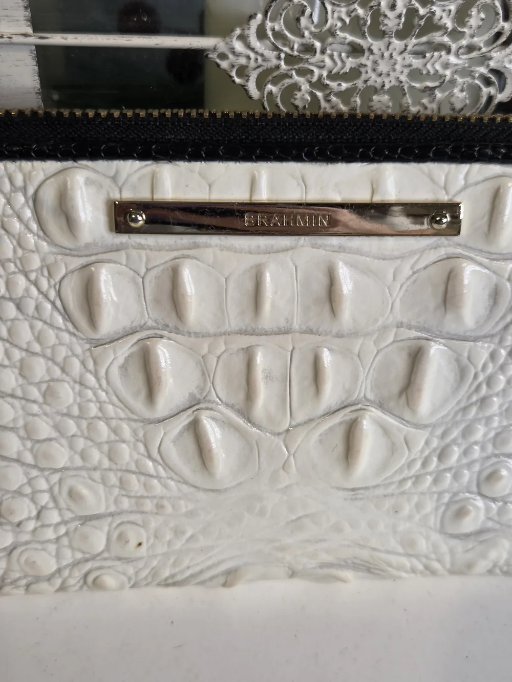 Brahmin Suri Zip-Around Wallet Melbourne Croc Embossed Leather